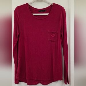 🍁prAna Raspberry Pink Long Sleeve Pocket Tee Scoop Neck Top Medium